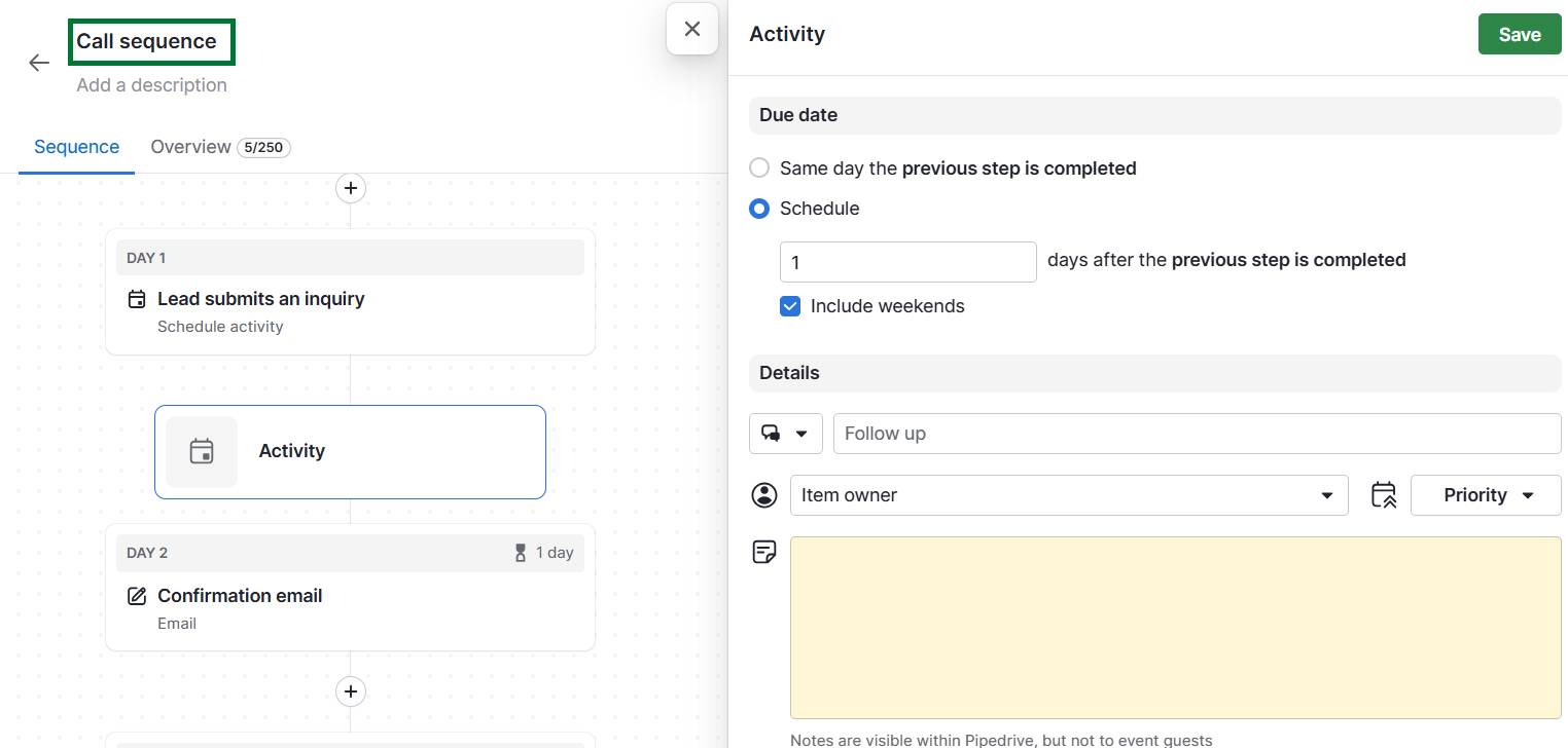  Workflow automation Pipedrive follow-up call automation