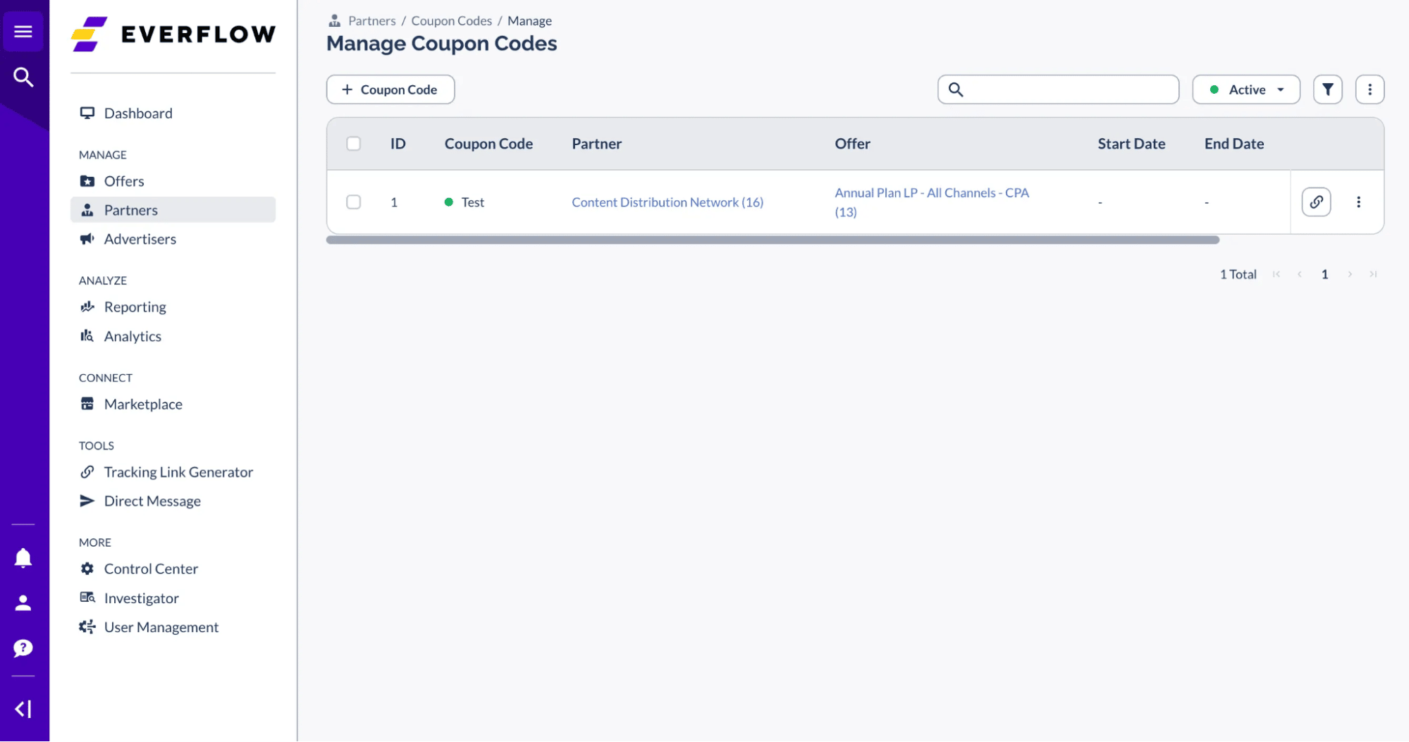 affiliate marketing software everflow interface