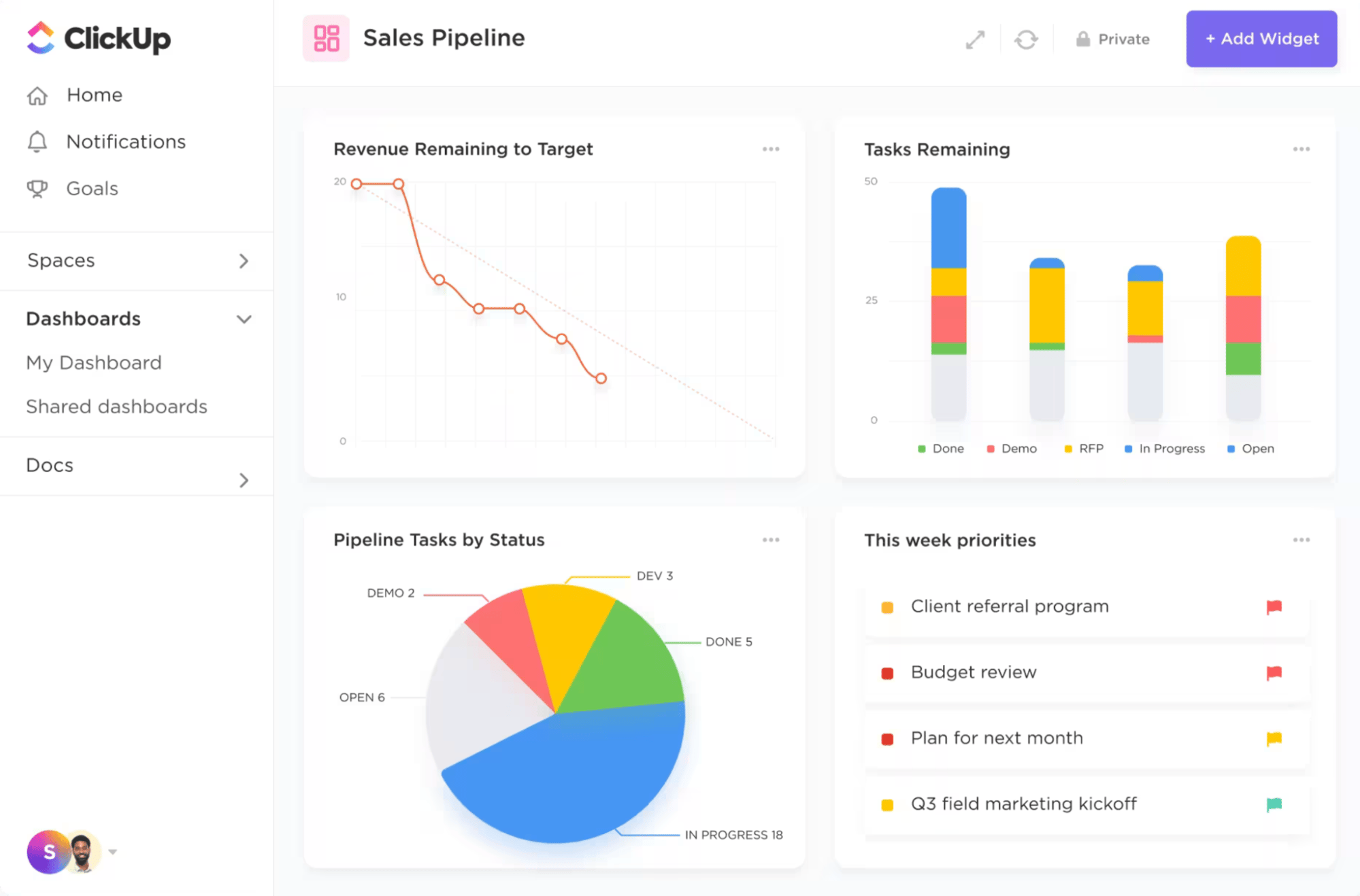best CRM software ClickUp CRM view