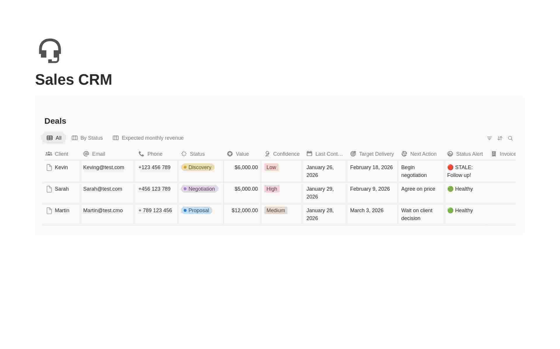best CRM software Notion CRM template