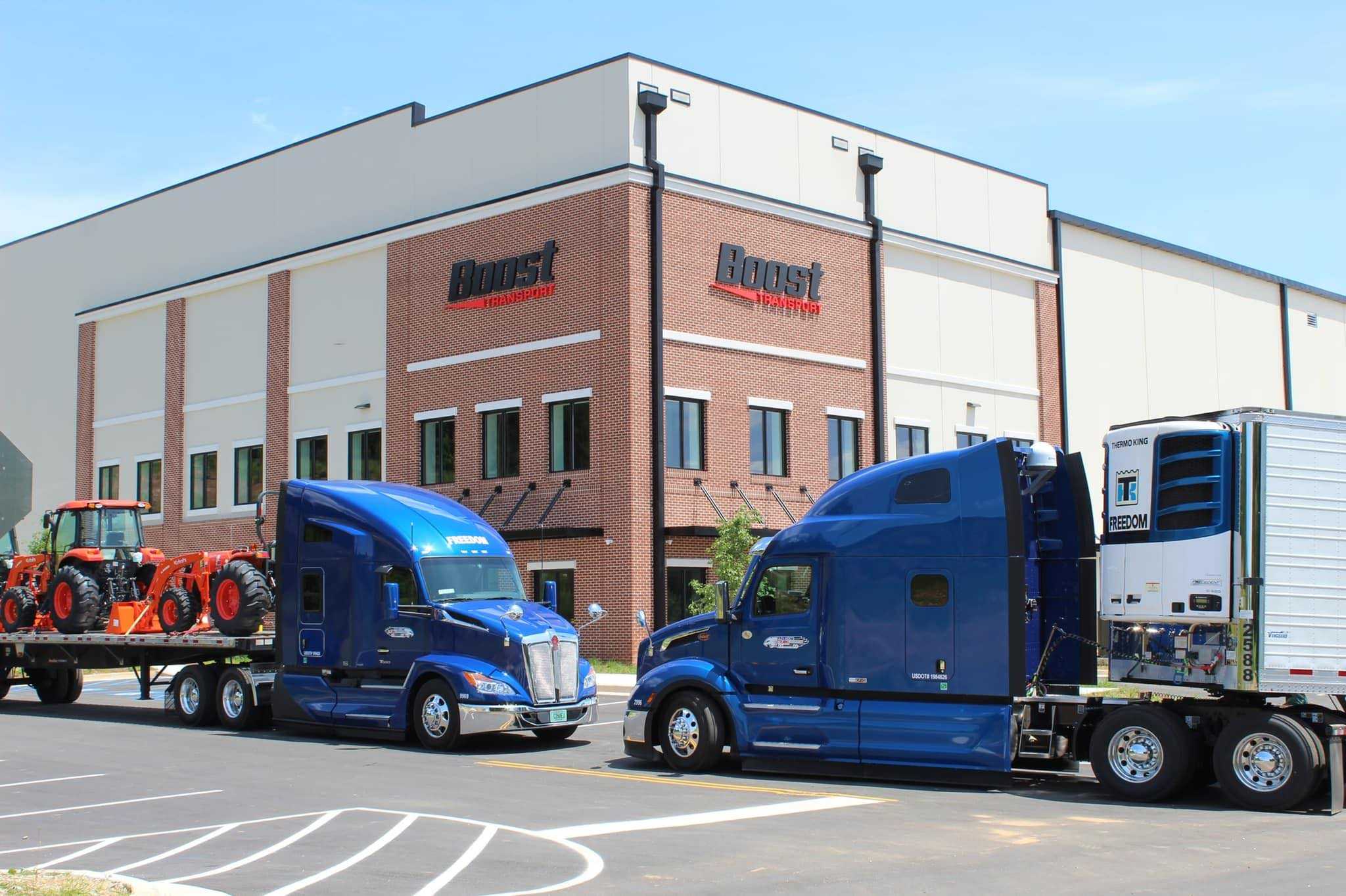 Boost Transport Office Building and Trucks