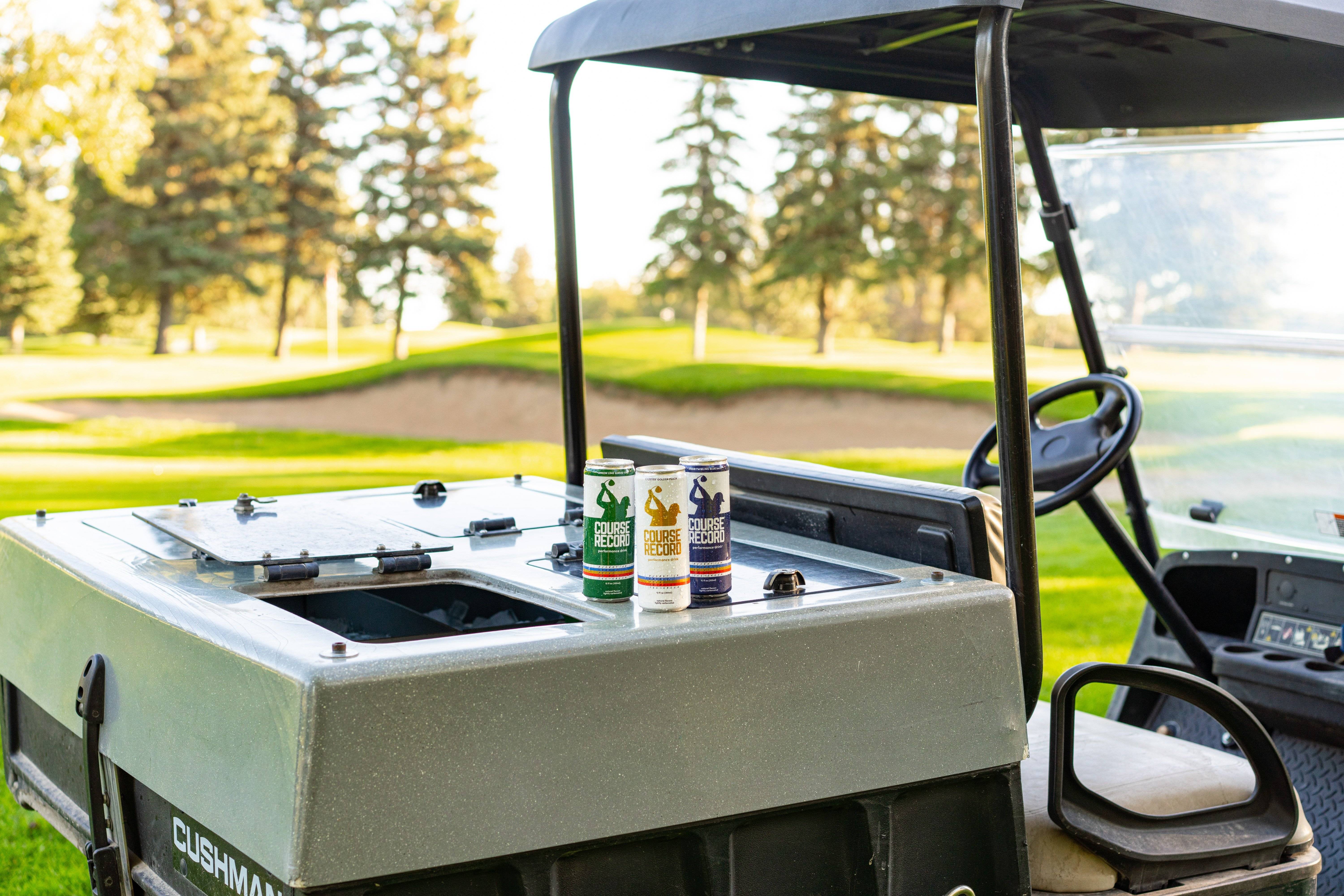 Course Record Golf Cart and drinks