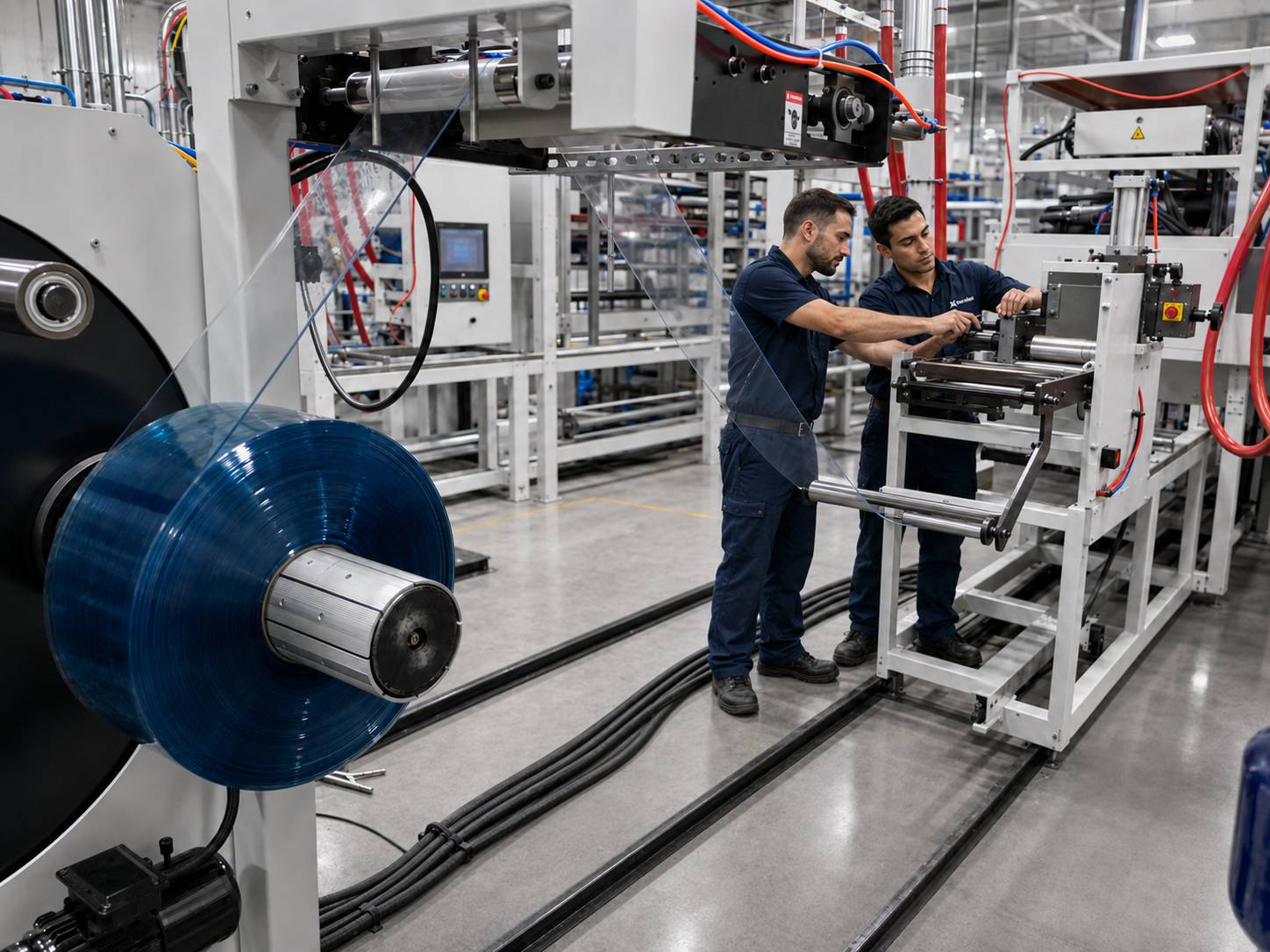 Two Extruflex employees working in their factory