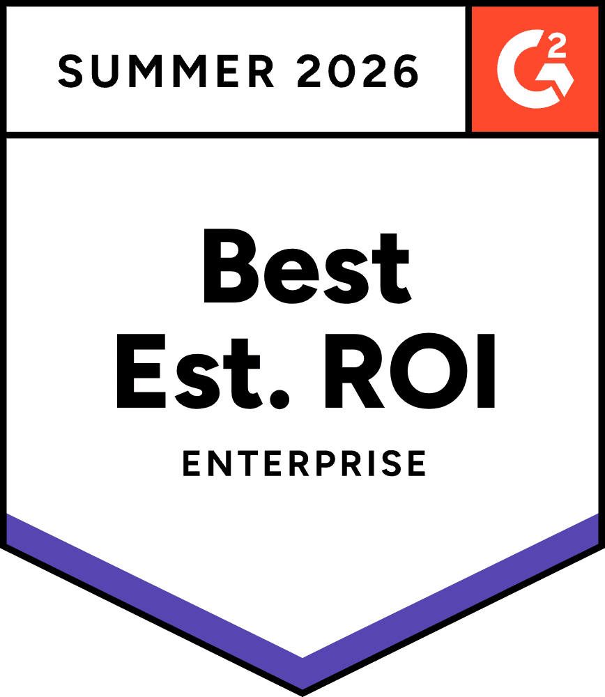 G2 Best Est. ROI, Enterprise, Summer 2026