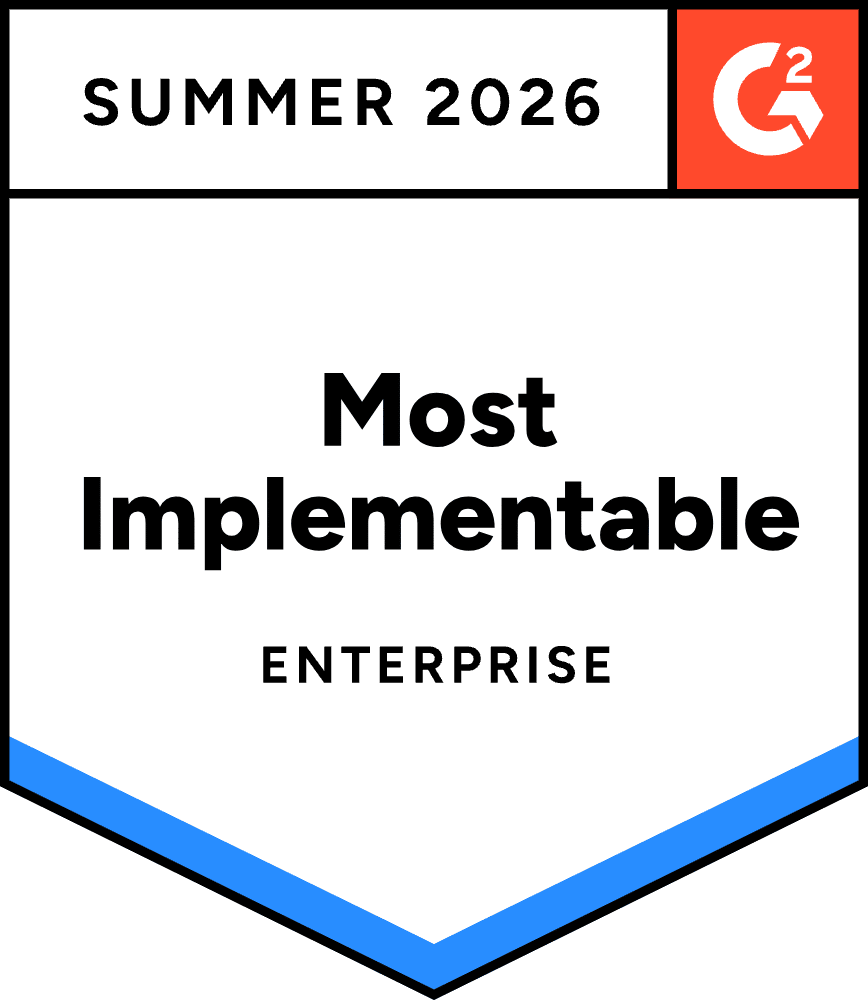 G2 Most Implementable, Enterprise, Summer 2026