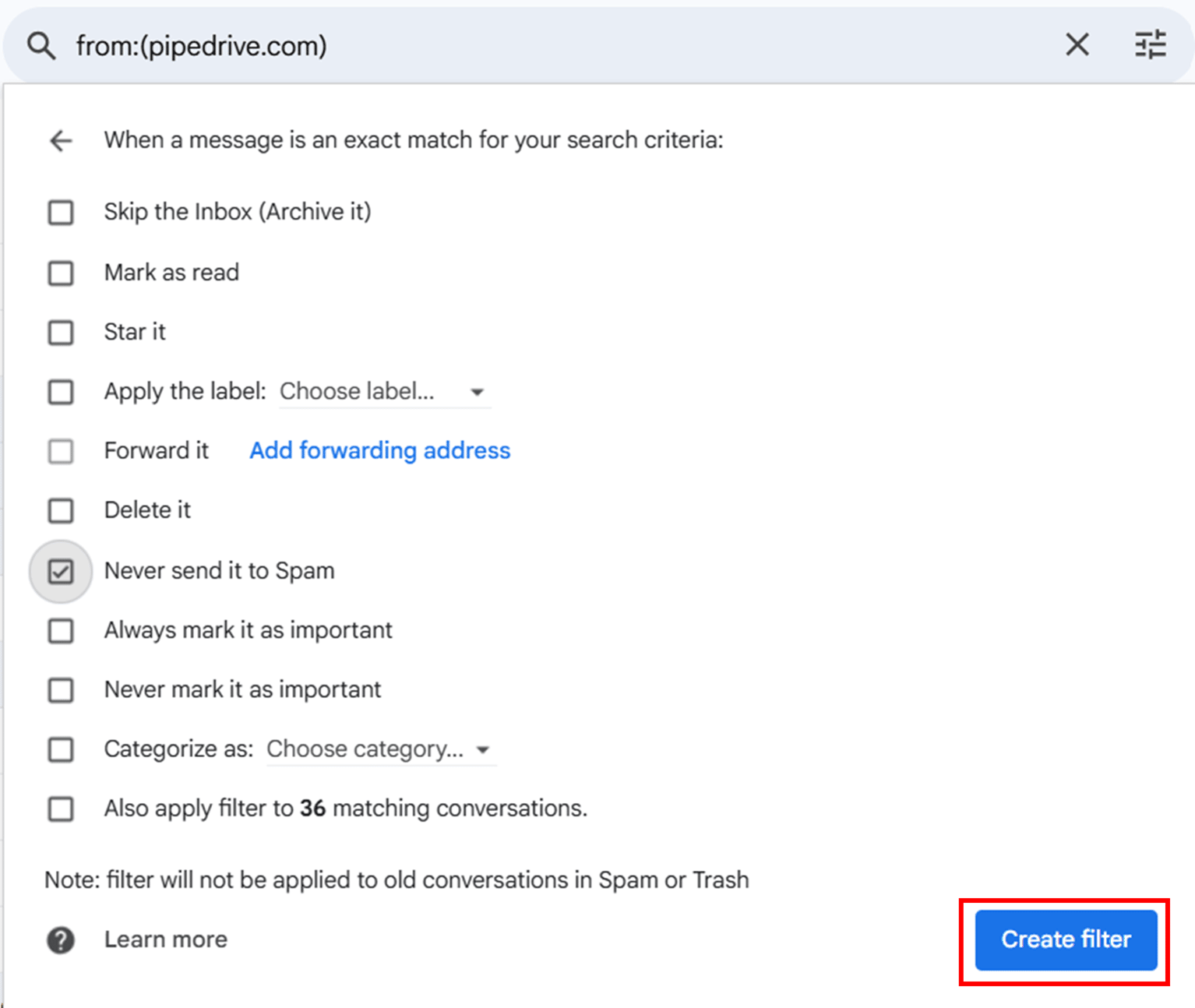 how to whitelist an email gmail filters
