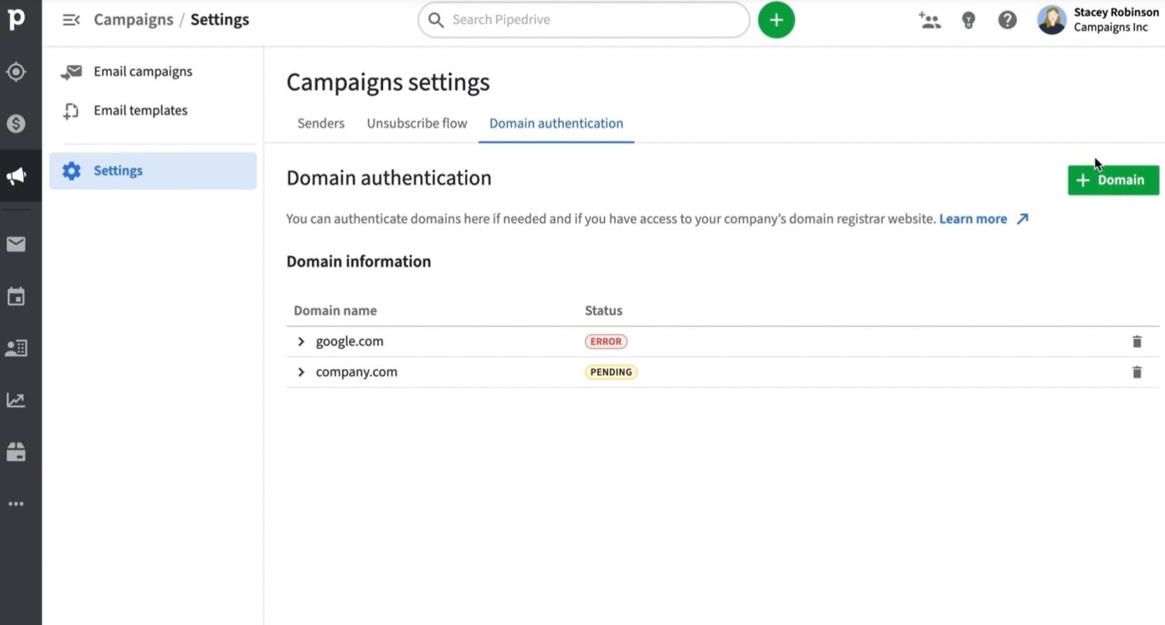 how to whitelist an email pipedrive domain authentication
