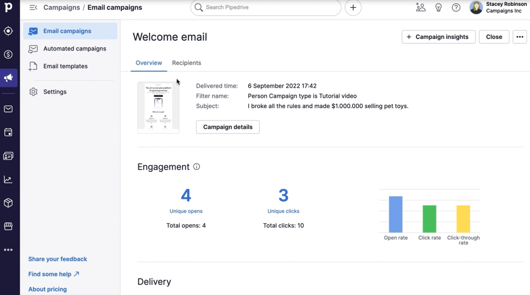 how to whitelist an email pipedrive email metrics