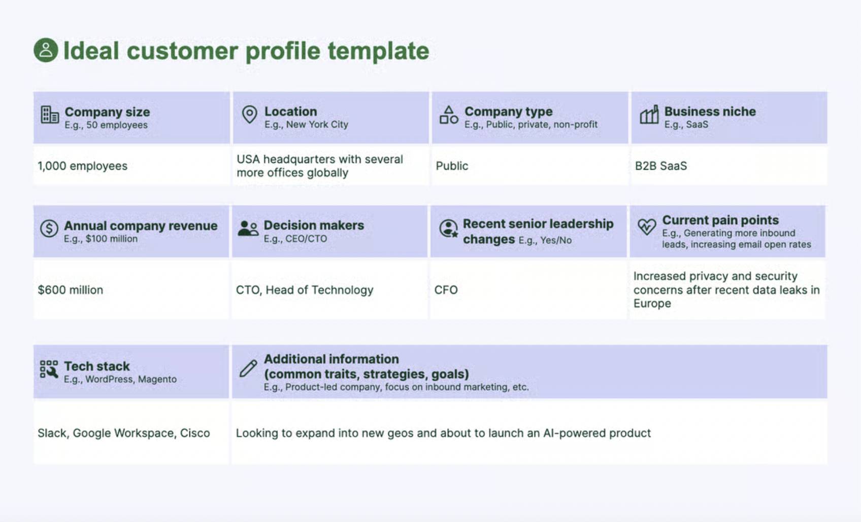 client acquisition ideal customer profile template