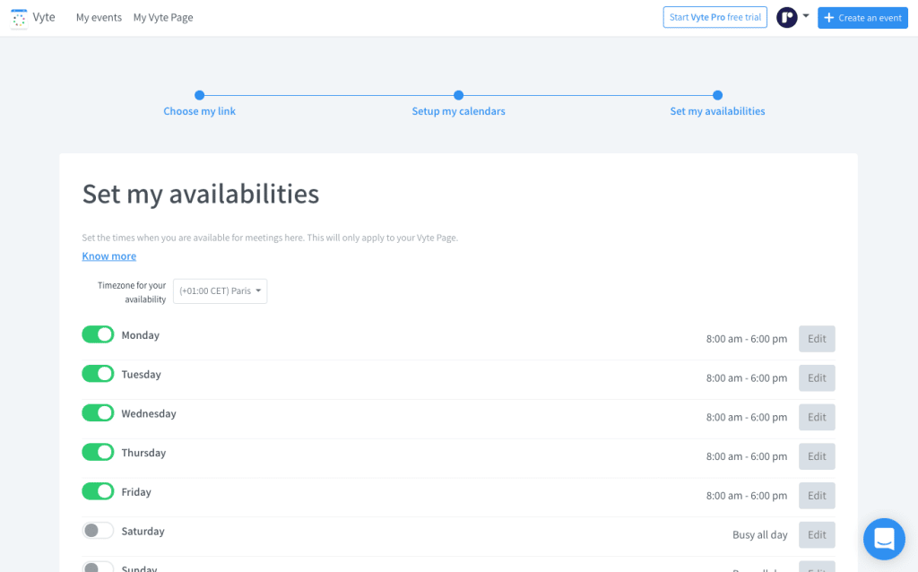 Client booking system Vyte