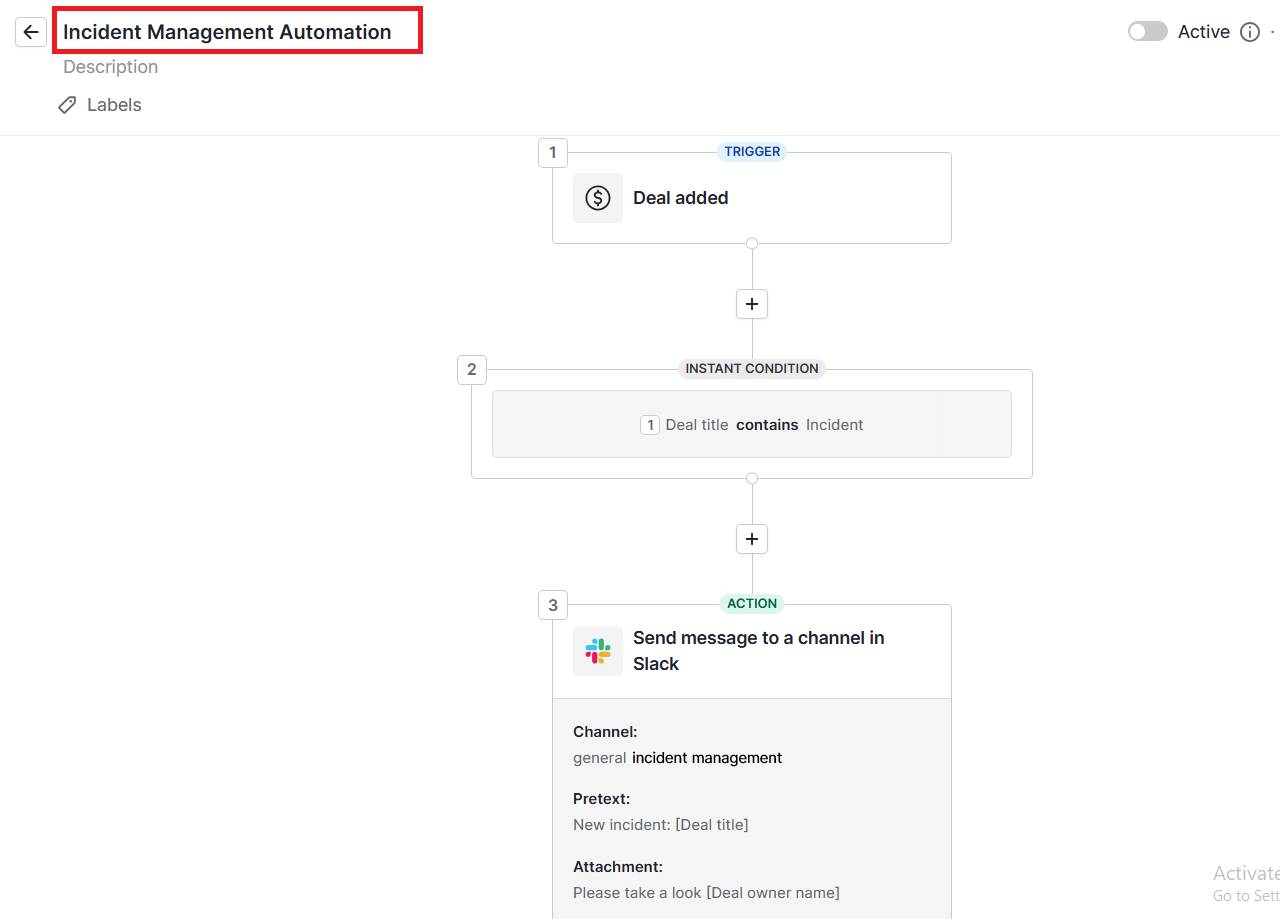  incident management software Pipedrive accountability workflow