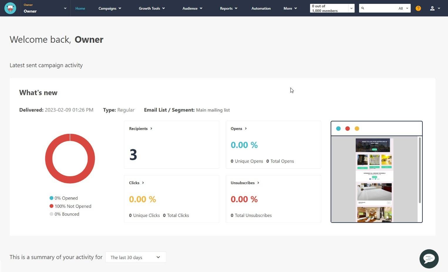 mailchimp alternatives Moosend email platform dashboard