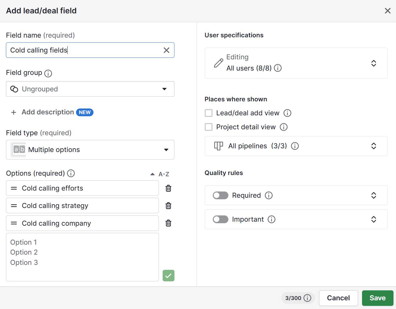 outsource cold calling services pipedrive custom fields