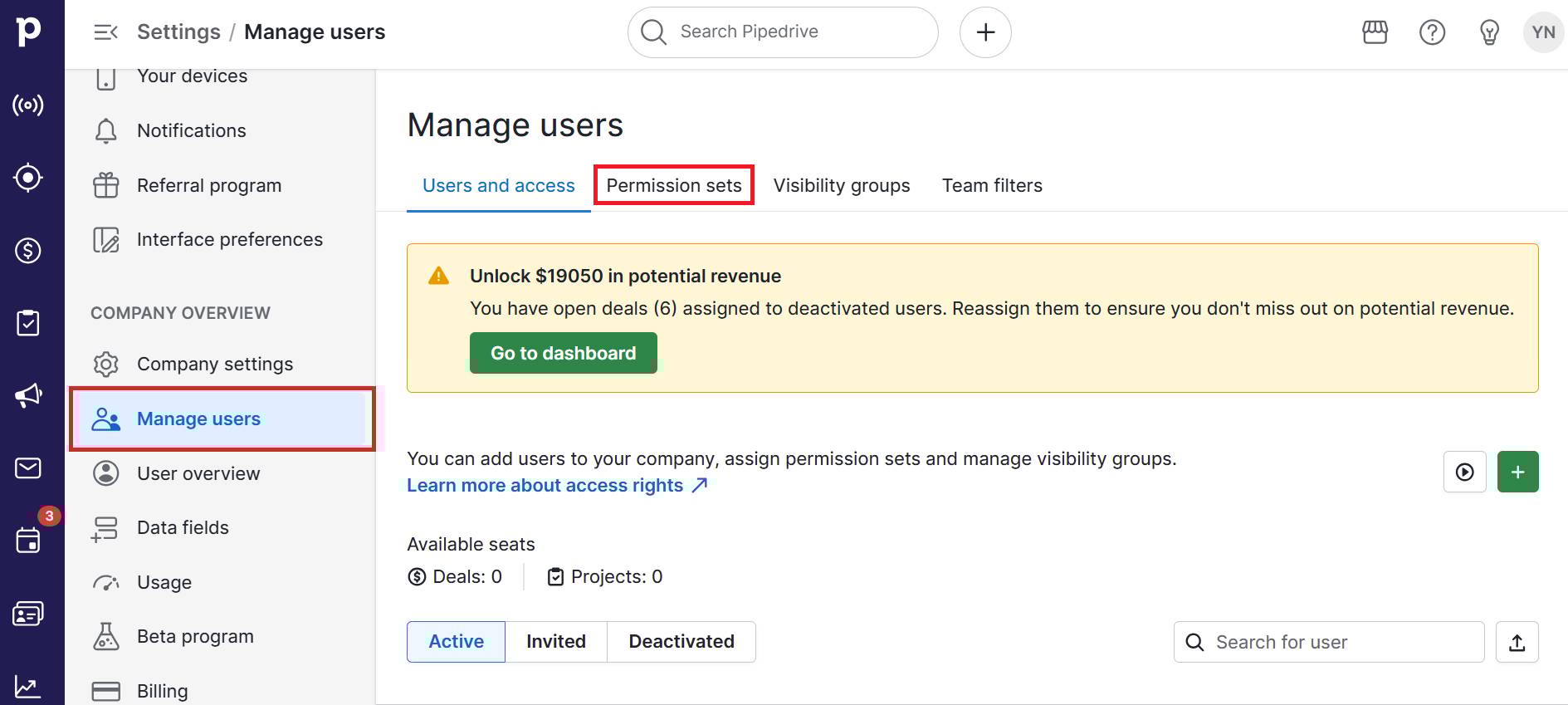 outsource cold calling services pipedrive permission sets