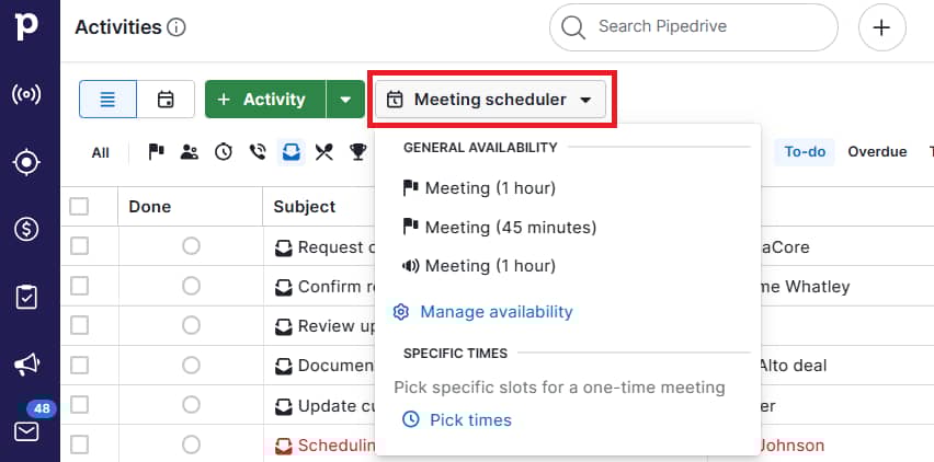 pipedrive meeting scheduler