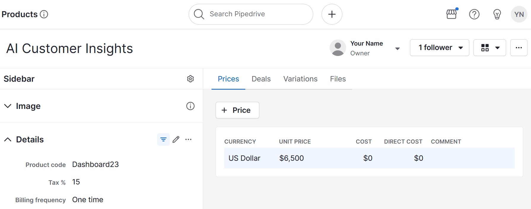  price skimming Pipedrive product catalogue