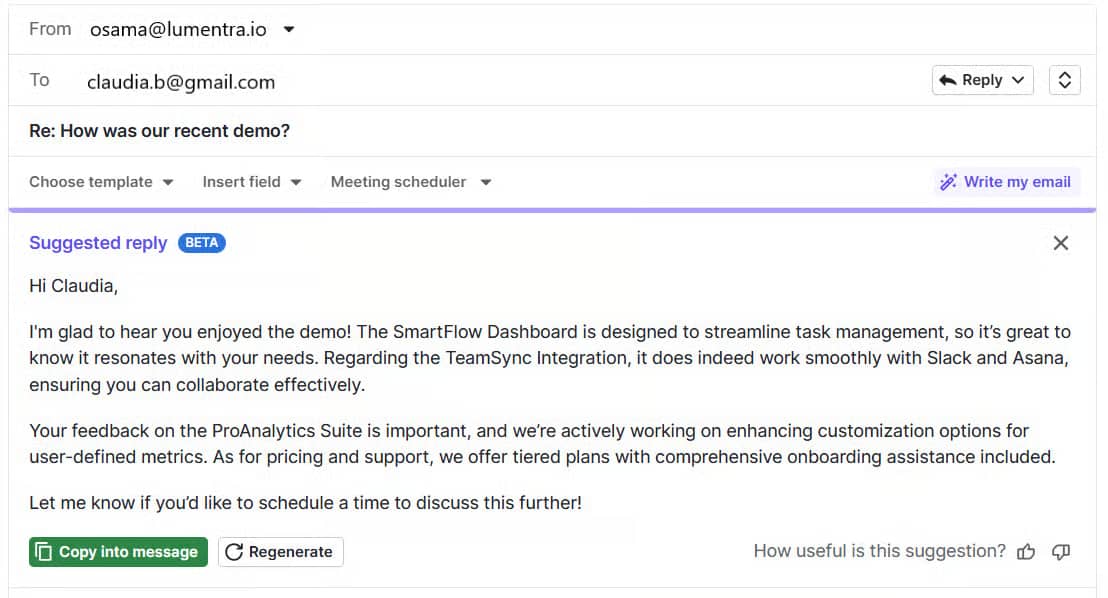sales growth Pipedrive AI email writer