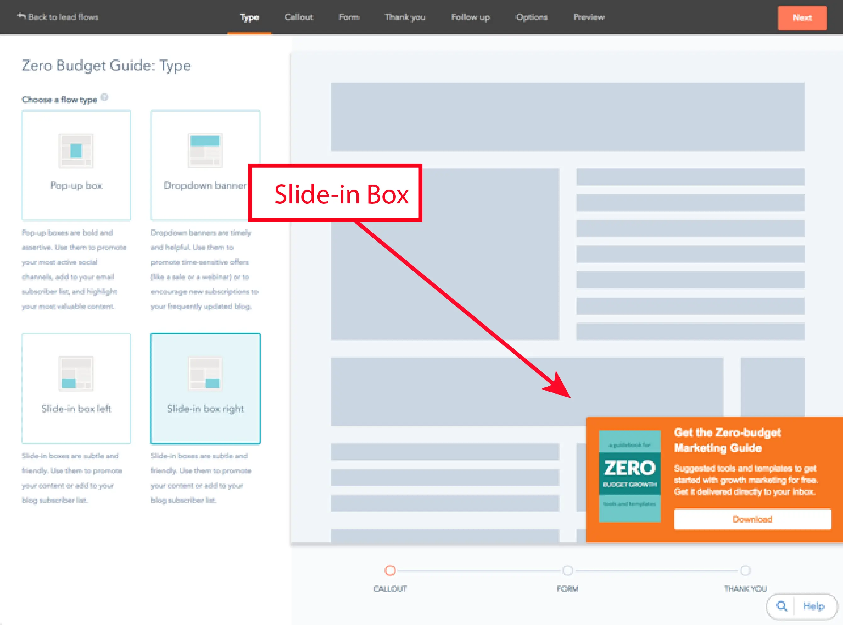 Slide-in box