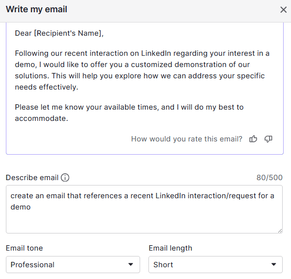 social selling Pipedrive AI email creation