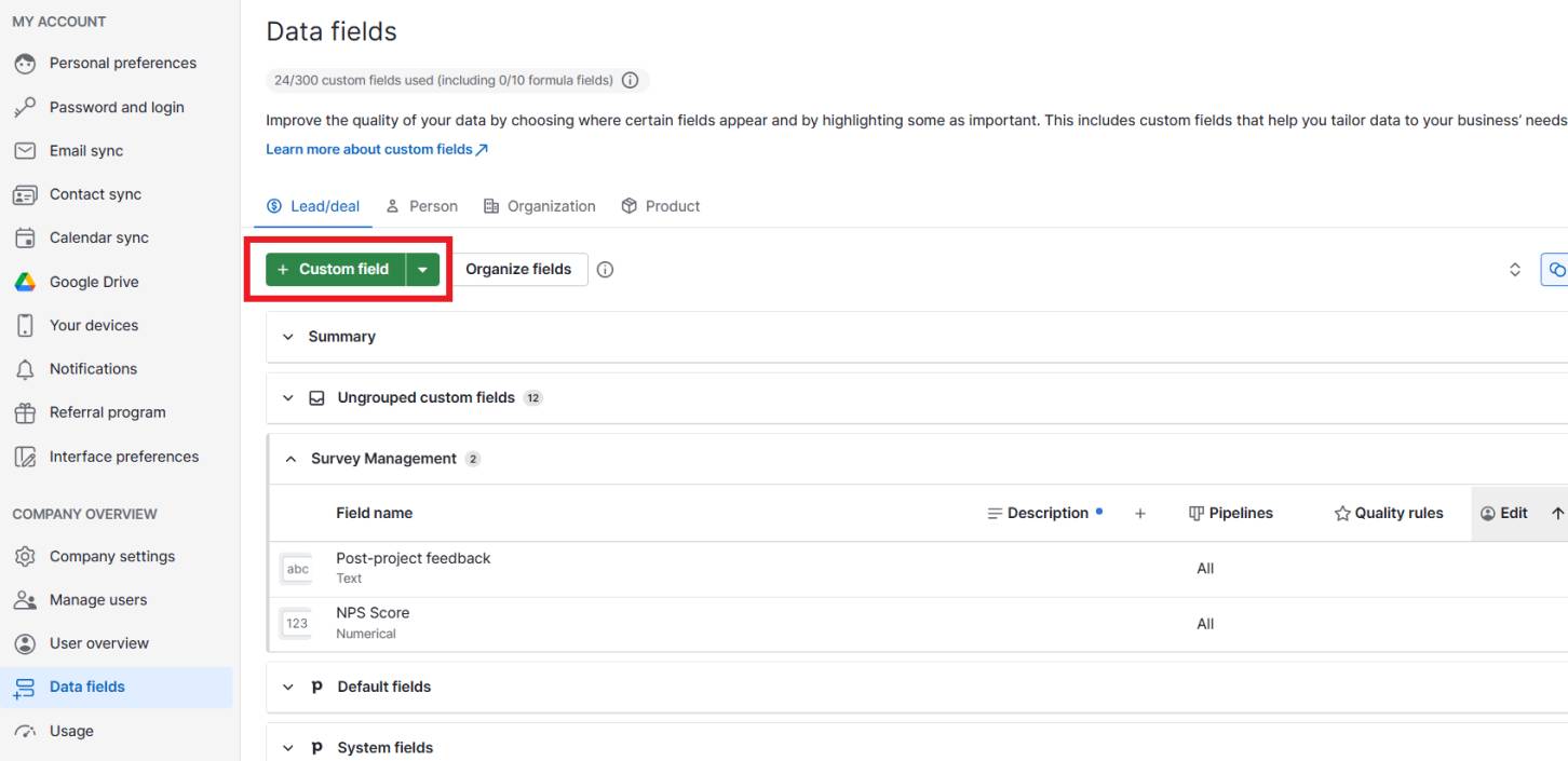 survey management software custom fields